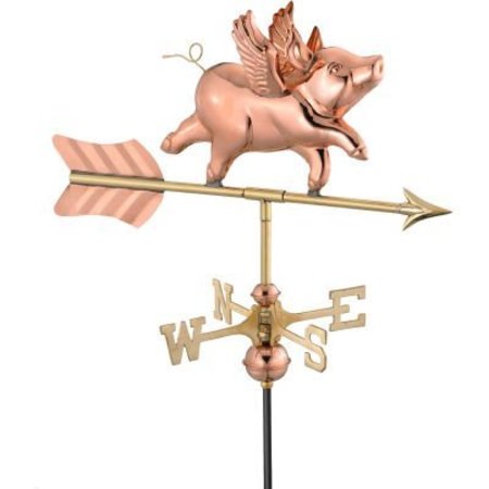 GOOD DIRECTIONS Good Directions Flying Pig Garden Weathervane, Polished Copper w/Garden Pole 8840PG